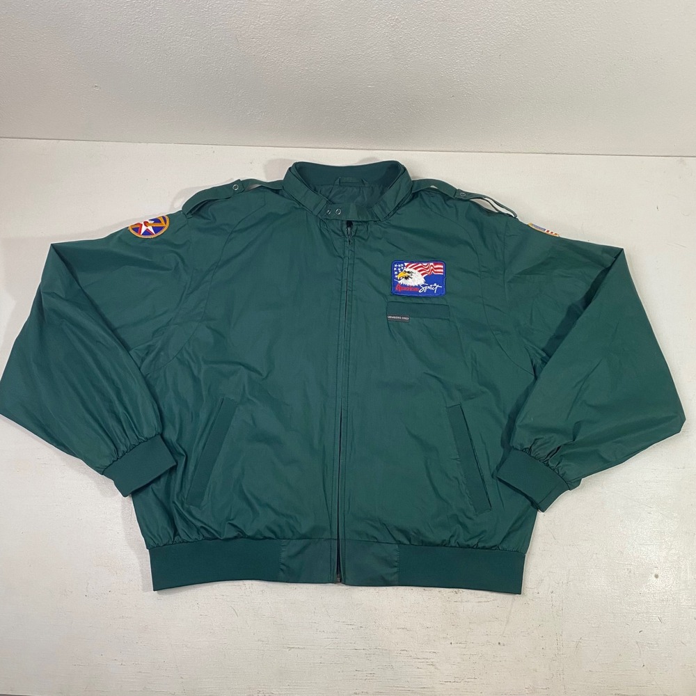 Members Only Vintage Racer Bomber Jacket Green Mens XL American Spirit Patch